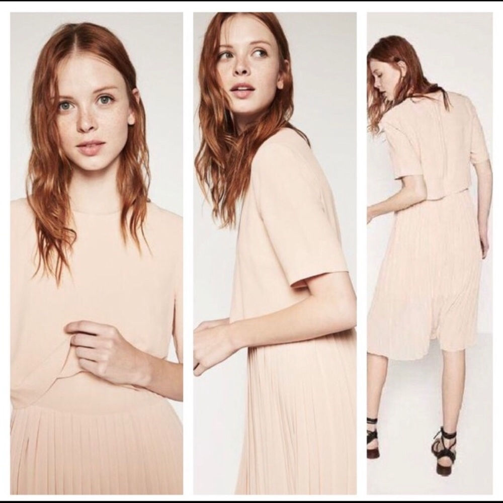 Zara blush pink pleated dress